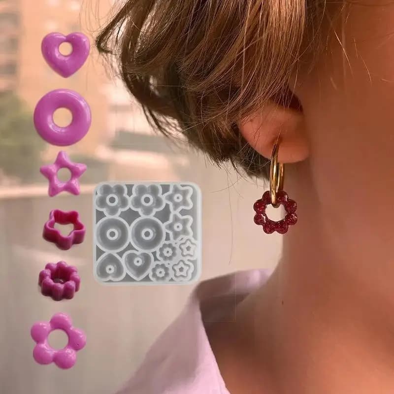 Multifuntional Jewelry Molds Heart Star Flower Pendant Silicone Molds For Resin Earrings Pendant Creative Silicone Casting Molds