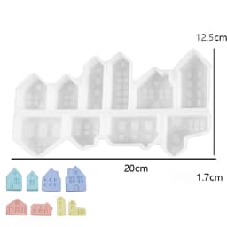 House Shaped Silicone Mold, Reusable DIY Handmade Candlestick Mould For Epoxy Resin Gypsum Tabletop Home Decoration