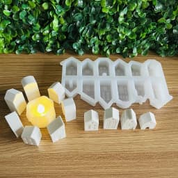 House Shaped Silicone Mold, Reusable DIY Handmade Candlestick Mould For Epoxy Resin Gypsum Tabletop Home Decoration