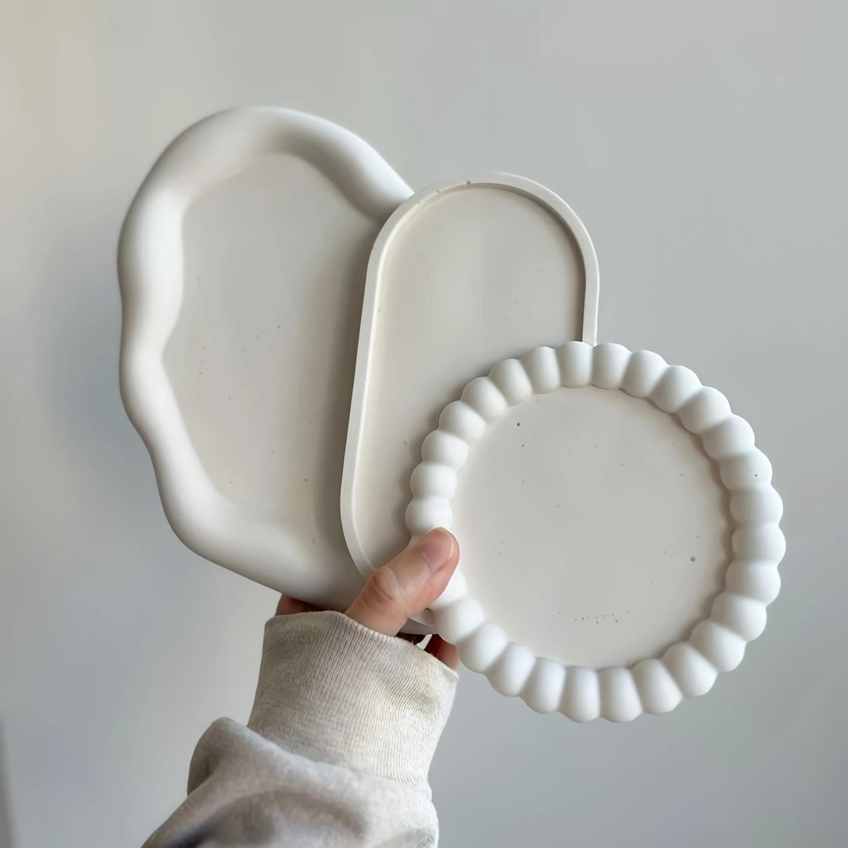 3-Piece Silicone Tray Mold Set - DIY Silicone Molds for Plaster, Cement, and Resin Casting - Creative Home Decor Crafts
