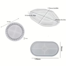 3-Piece Silicone Tray Mold Set - DIY Silicone Molds for Plaster, Cement, and Resin Casting - Creative Home Decor Crafts