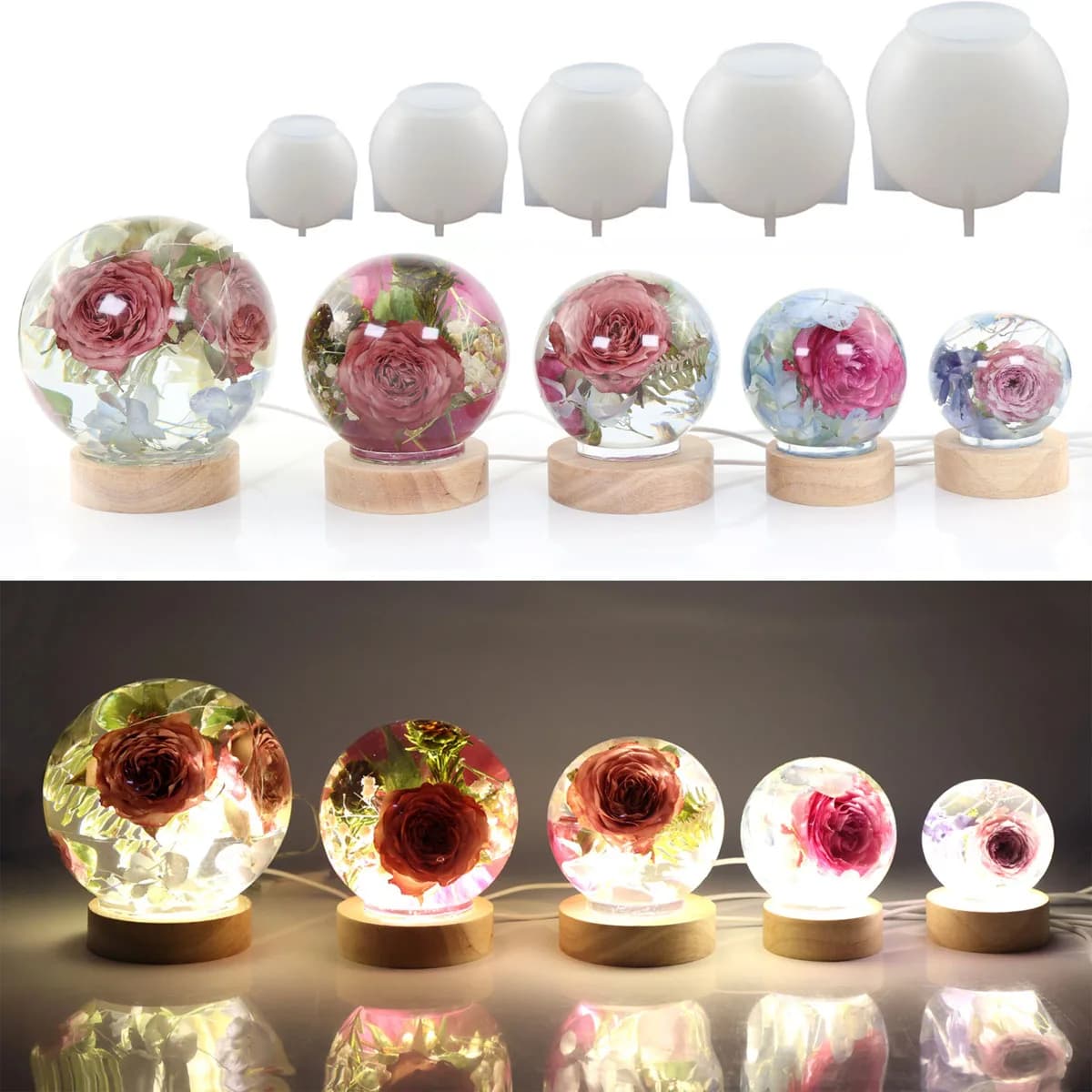 65-120mm Sphere Ball Silicone Mold For Dry Flower Sphere Ball Resin Craft Making DIY Jewelryy Making Casting Epoxy Resin Molds