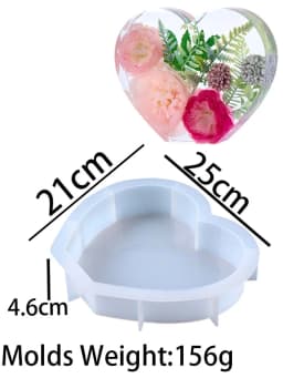 Large Love Silicone Mold DIY Heart Hexagonal Epoxy Resin Molds For Flower Preservation Bookend Ornaments Craft Casting Mould