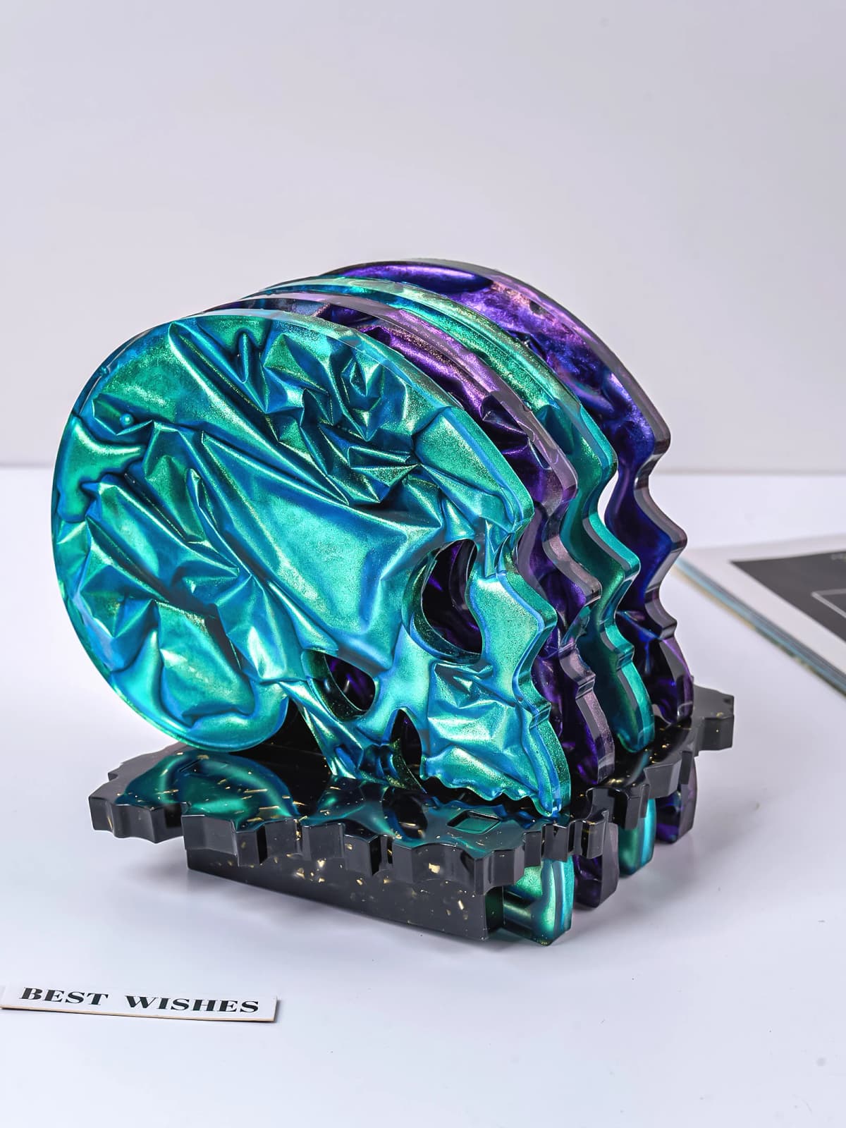 DIY Halloween Skull Coaster Resin Silicone Mold Party Gifts Table Ornament Gypsum Concrete Mould Storage Tray Casting Home Decor