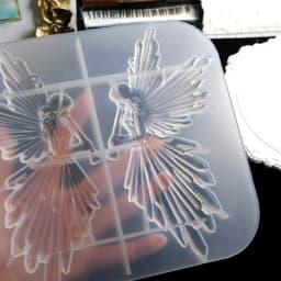 1pc Crystal Epoxy Resin Mold Girl with Flute Angel Mirror Shiny Silicone Mould DIY Crafts Decorations Ornaments Casting Tool