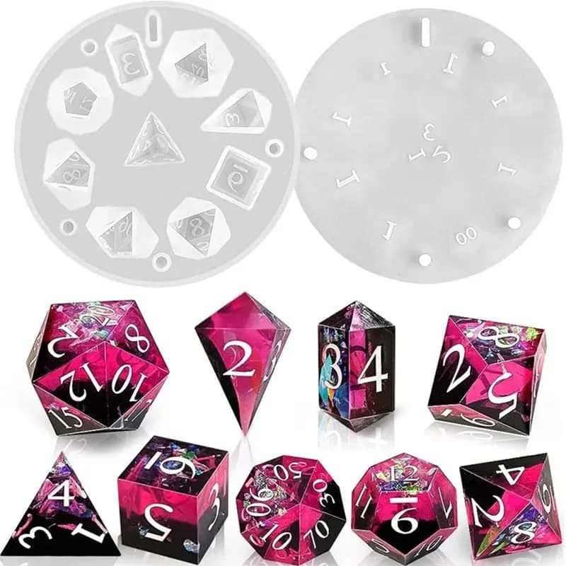 DIY DND Sharp Edge Dice Silicone Mold for 9 Pieces Resin Dice Mold
