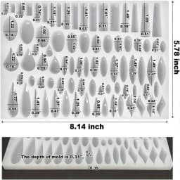 Stud Earrings Silicone Mold with 41 Paired Shapes, Rectangle Teardrop Dangle UV Resin Mold, Cabochon Jewelry Making Casting Mold