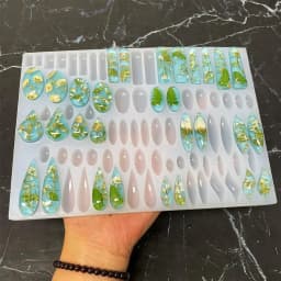 Stud Earrings Silicone Mold with 41 Paired Shapes, Rectangle Teardrop Dangle UV Resin Mold, Cabochon Jewelry Making Casting Mold