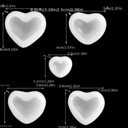 Resin Silicone Mold 5pcs Heart-Shaped Gypsum Candle Ornament Mold Home Desktop Atmosphere Decoration Festival Gift Handicraft