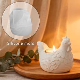 DIY 3D Little Chicken Candle Holder Epoxy Resin Mold, Plaster Hen Decoration, Candle Holder Silicone Mold, Desktop Storage