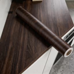 1Roll Dark Wood Grain Wallpaper, Self-Adhesive Waterproof Peel and Stick Film for Kitchen Countertop Cabinet Door Furniture