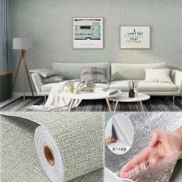3D Linen Thickened Wallpaper Self-Adhesive PVC Waterproof Wall Sticker Home Decor Living Room Bedroom Bathroom Decoration