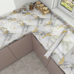 Self Adhesive Marble Wallpaper 3Mx60CM Peel and Stick Wall Sticker Waterproof Heat Resistant Kitchen Backsplash Countertop Decor