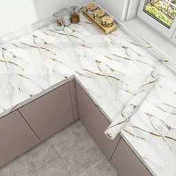 Self Adhesive Marble Wallpaper 3Mx60CM Peel and Stick Wall Sticker Waterproof Heat Resistant Kitchen Backsplash Countertop Decor