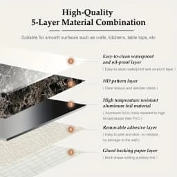 Marble Pattern Wallpaper, Self Adhesive Wall Sticker, Waterproof & Oil-proof Wall Decal, Wall Decor for Home Kitchen Living Room