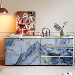 Blue Marble Self-adhesive PVC Wallpaper Kitchen Stove Oil Proof Sticker Home Decoration Building Materials Decorative Wallpaper