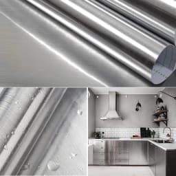 40cm Fireproof and Waterproof Brushed Silver Self-Adhesive Wallpaper Modern Refrigerator Living Room Kitchen Countertop