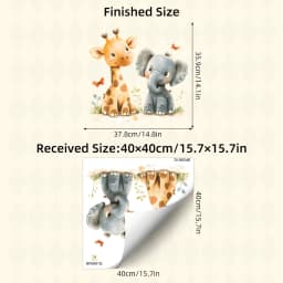 Cartoon Animal Wall Stickers - Giraffe And Elephant Design Removable Waterproof Decals For Kids Room, Nursery, Classroom Decor