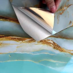 10M Marble Decor Stickers Self Adhesive Waterproof Oil Proof Aluminum Foil Wallpaper for Kitchen Cabinet Countertop Renovation