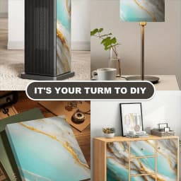 10M Marble Decor Stickers Self Adhesive Waterproof Oil Proof Aluminum Foil Wallpaper for Kitchen Cabinet Countertop Renovation