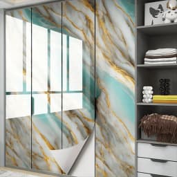 10M Marble Decor Stickers Self Adhesive Waterproof Oil Proof Aluminum Foil Wallpaper for Kitchen Cabinet Countertop Renovation