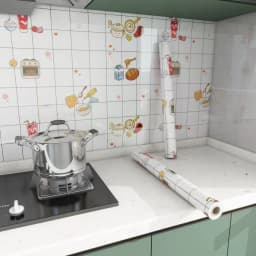 8M Marble Decor Stickers Self Adhesive Waterproof Oil Proof Aluminum Foil Wallpaper for Kitchen Cabinet Countertop Renovation