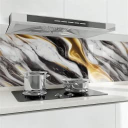 8M Marble Decor Stickers Self Adhesive Waterproof Oil Proof Aluminum Foil Wallpaper for Kitchen Cabinet Countertop Renovation