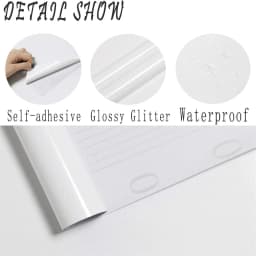 PVC Pearl Film Waterproof Wallpaper Self-adhesive Black/White High Gloss Wardrobe Kitchen Furniture Wall Stickers for Room Decor