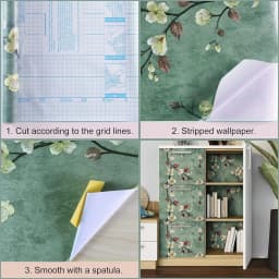 Floral Wall Sticker Grey Peel and Stick Wallpapers Flower Self Adhesive Wallpaper Removable Contact Paper Furniture Decorative