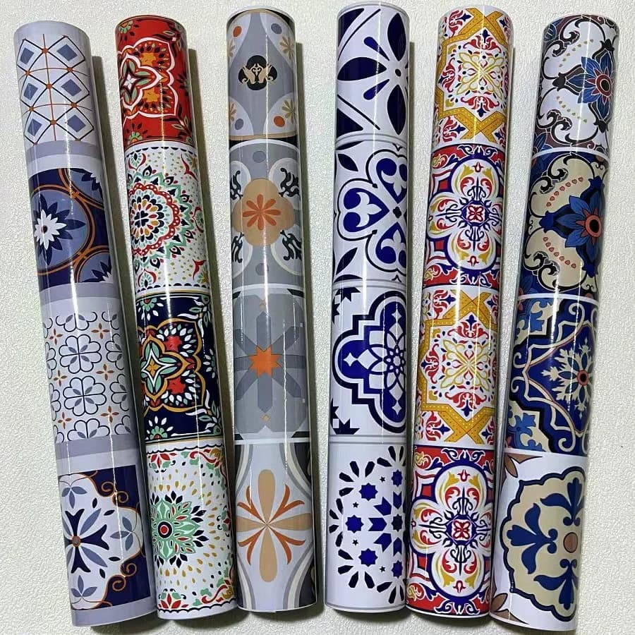 Small Ceramic Tile Pattern Wallpaper Bathroom Stove Kitchen Decoration Renovation Self-adhesive Wallpaper Wall Stickers