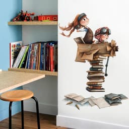 1pcs Cartoon Dreams And Books Removable PVC Wall Stickers For Kids Room Decoration Nursery Classroom Wall Art Decals
