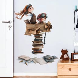 1pcs Cartoon Dreams And Books Removable PVC Wall Stickers For Kids Room Decoration Nursery Classroom Wall Art Decals