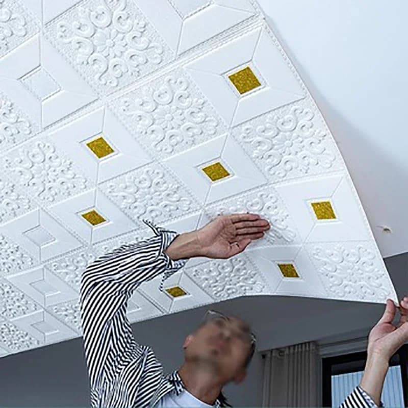 1/5/10Pcs 70x70cm Big Size Ceiling Wallpaper 3D Brick Waterproof Wall Stickers Foam Self-Adchive Wall Decoration