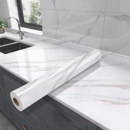 Marble Self-Adhesive Film - Water/Oil Resistant PVC Wallpaper for Kitchen Backsplash & Countertops - Peel & Stick