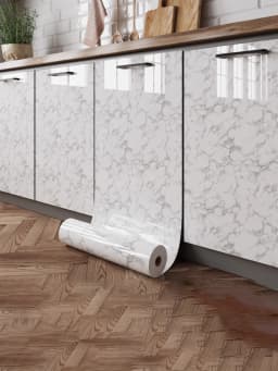 Marble Self-Adhesive Film - Water/Oil Resistant PVC Wallpaper for Kitchen Backsplash & Countertops - Peel & Stick