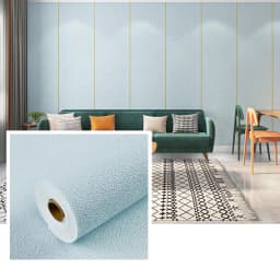 50cmX2.8M/10m Linen 3D Foam Self-adhesive Solid Color PVC Thickened Waterproof Background Wall Renovation Wallpaper Wall Sticker