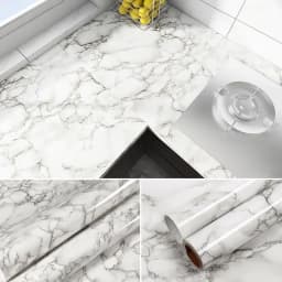 60cm Waterproof Oil Resistant Mold Resistant Self-Adhesive PVC Marble Wall Sticker for Kitchen Cabinets Countertops Wallpaper