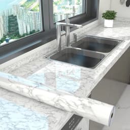 60cm Waterproof Oil Resistant Mold Resistant Self-Adhesive PVC Marble Wall Sticker for Kitchen Cabinets Countertops Wallpaper