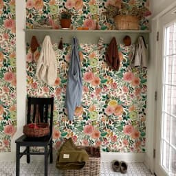 Pink Floral Peel And Stick Wallpaper Classic Green Leaves Watercolor Home Wall Decor Waterproof Flower Furniture Cabinet Sticker