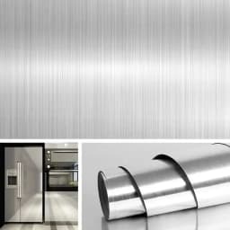 40cm PVC Waterproof Vinyl Wallpaper Stainless Brushed Silver Removable Film for Kitchen Elevator House Appliance Oil-Proof Decor
