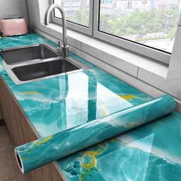 Blue Kitchen Sticker Household Marble Self-adhesive Wallpaper Waterproof and Oil Resistant PVC Wall Sticker Self-adhesive