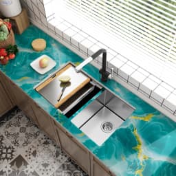Blue Kitchen Sticker Household Marble Self-adhesive Wallpaper Waterproof and Oil Resistant PVC Wall Sticker Self-adhesive