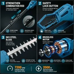 New Electric High Branch Hedge Trimmer Brushless Cordless Telescopic Hedge Shear For Makita 18V Battery Pin Garden Power Tools