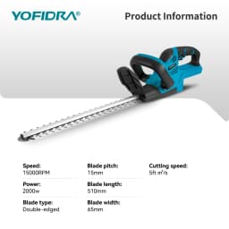 YOFIDRA 2000W Electric Hedge Trimmer 15000RPM Cordless Lawn Mower Hedge Pruner Trimmer Garden Power Tool For Makita Battery Pin