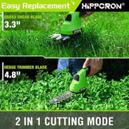 Hippcron 2-in-1 Handheld Electric Hedge Trimmer Small Household Lawn Mower Lightweight Shrub Trimmer Green Garden Bush Trimmer