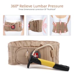 Unisex Inflatable Waist Belt with PU Leather Air Traction Back Support for Low Back Pain Relief Adjustable Adult Protective Gear