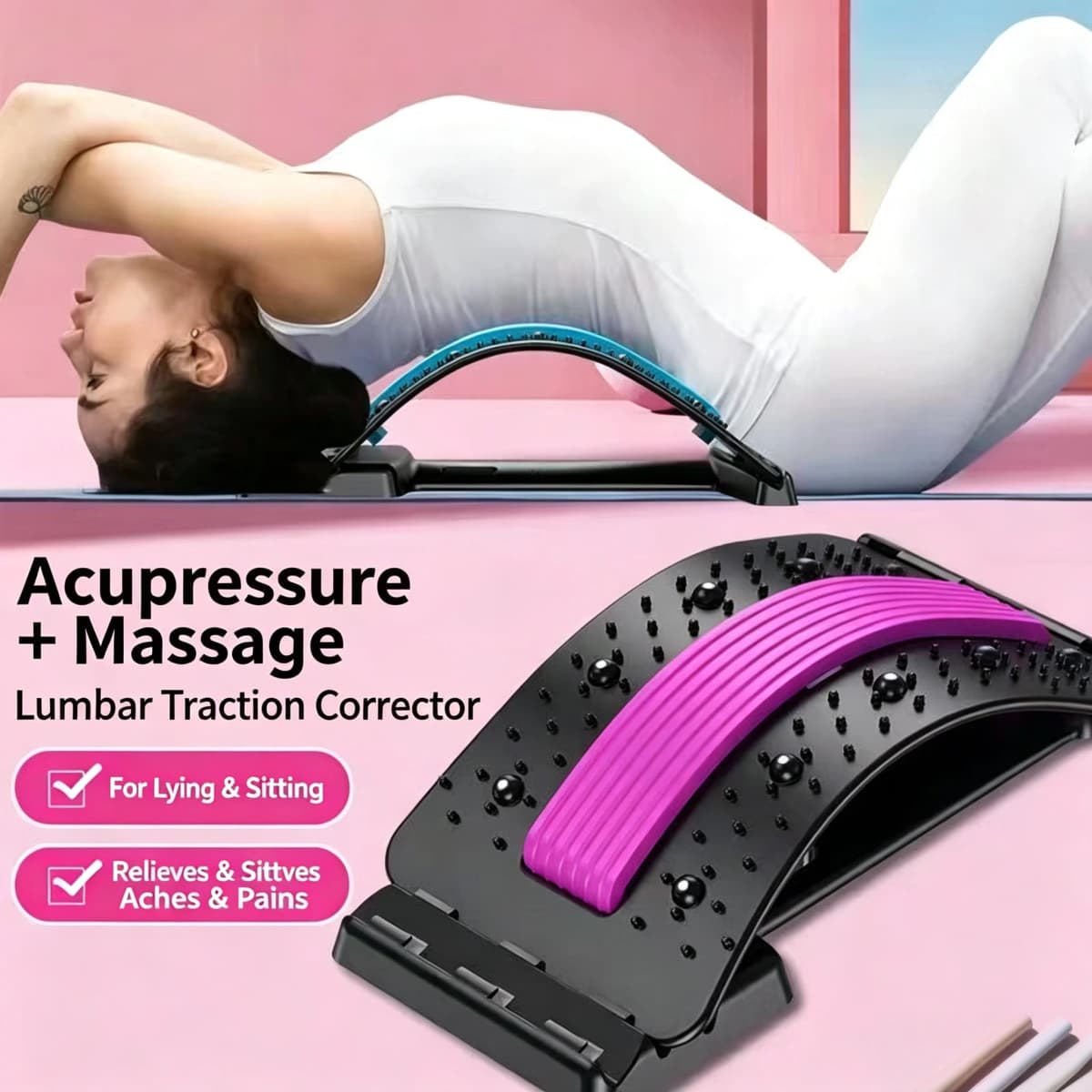 Lumbar Relief Device Cervical Spine Lumbar Spine Stretching Corrector Lumbar Massager Lumbar Support Tool Waist Stretcher