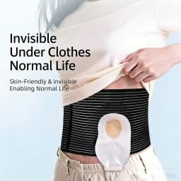 Elastic Ostomy Waist Belt Unisex Stoma Abdominal Binder Brace Prevent Parastomal Hernia Colostomy Care Waist Belt Black