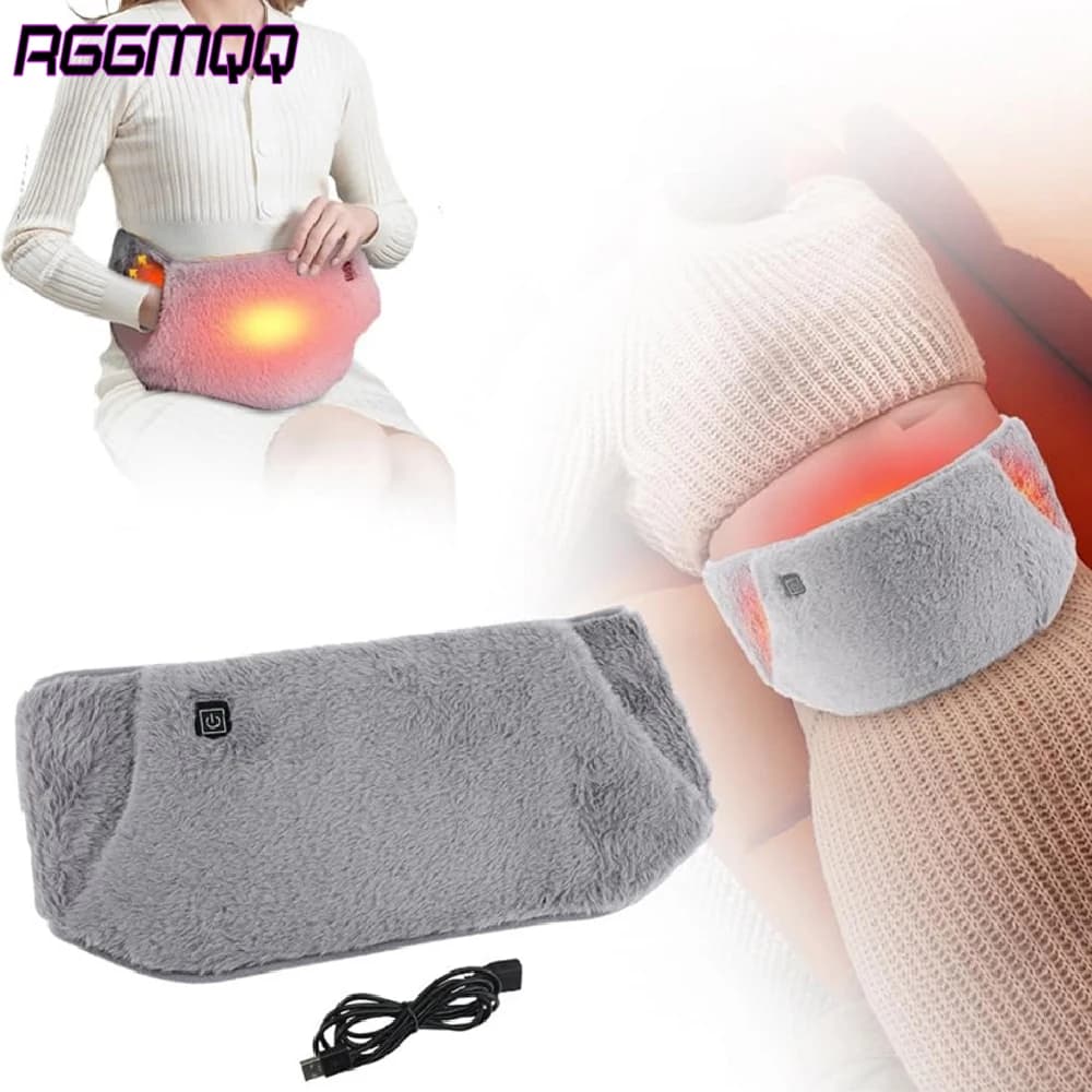 RGGMQQ 1PCS USB Heating Waist Belt - Portable Heated Pad with Hand Pockets, 3 Heat Levels, Back Pain Relief (No Power Bank)