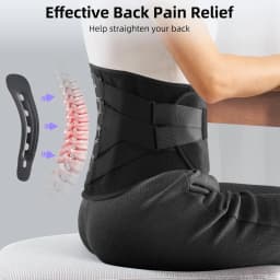 Adjustable Back Brace Pulley System, Sciatica, Herniated Disc, Scoliosis, Lumbar Support Belt with Aluminum Stays for Work Daily
